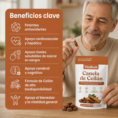 CanelaPura Vitalbeth™ Canela de Ceilán — Equilibrio Glucémico Avanzado 7200mg