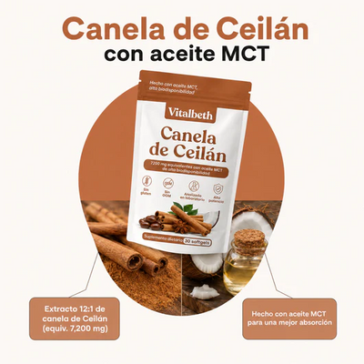 CanelaPura Vitalbeth™ Canela de Ceilán — Equilibrio Glucémico Avanzado 7200mg