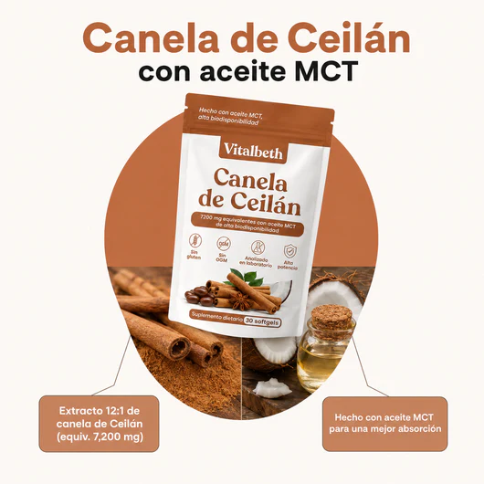 CanelaPura Vitalbeth™ Canela de Ceilán — Equilibrio Glucémico Avanzado 7200mg