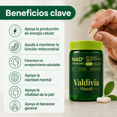 VitaCell NAD+ Advanced — Energía Celular y Vitalidad | 60 Cápsulas Liposomales 500mg